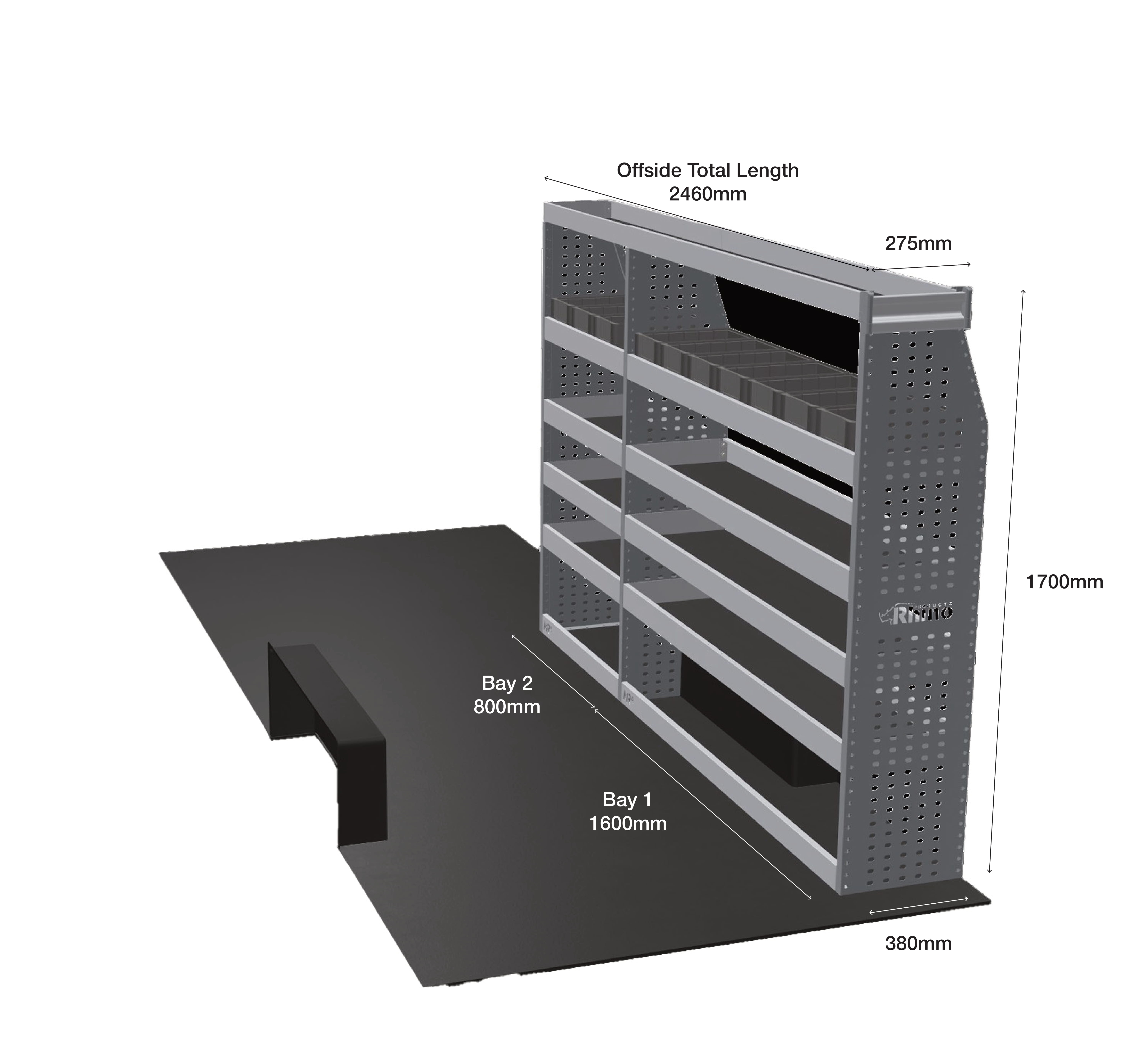 MR4 Express Range For Mercedes Sprinter L3H3- Two Bays - Top Tray configuration with matting photo 1