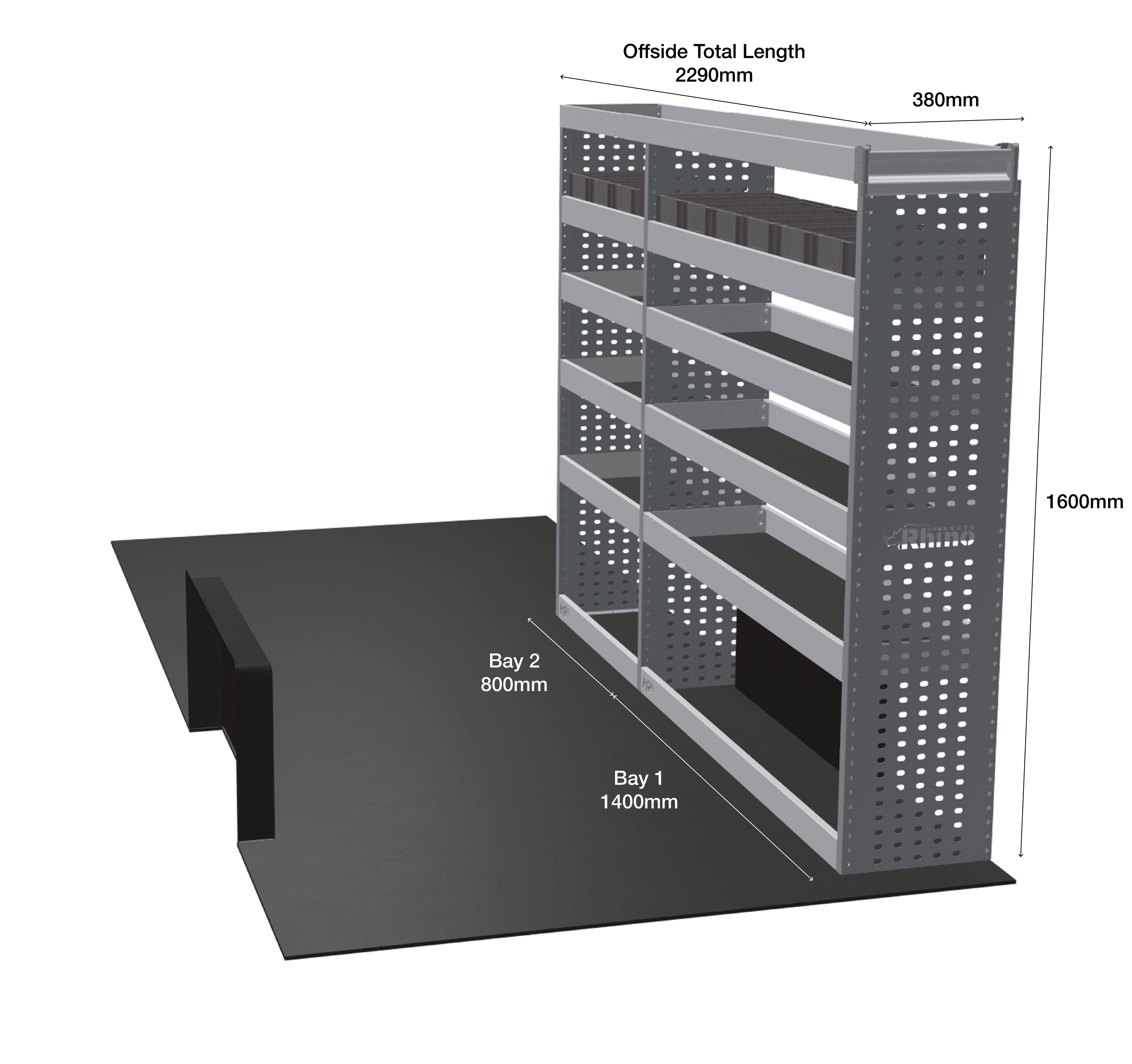 MR4 Express Range For Vauxhall Movano L4H2- Two Bays - Top Tray configuration with matting photo 1