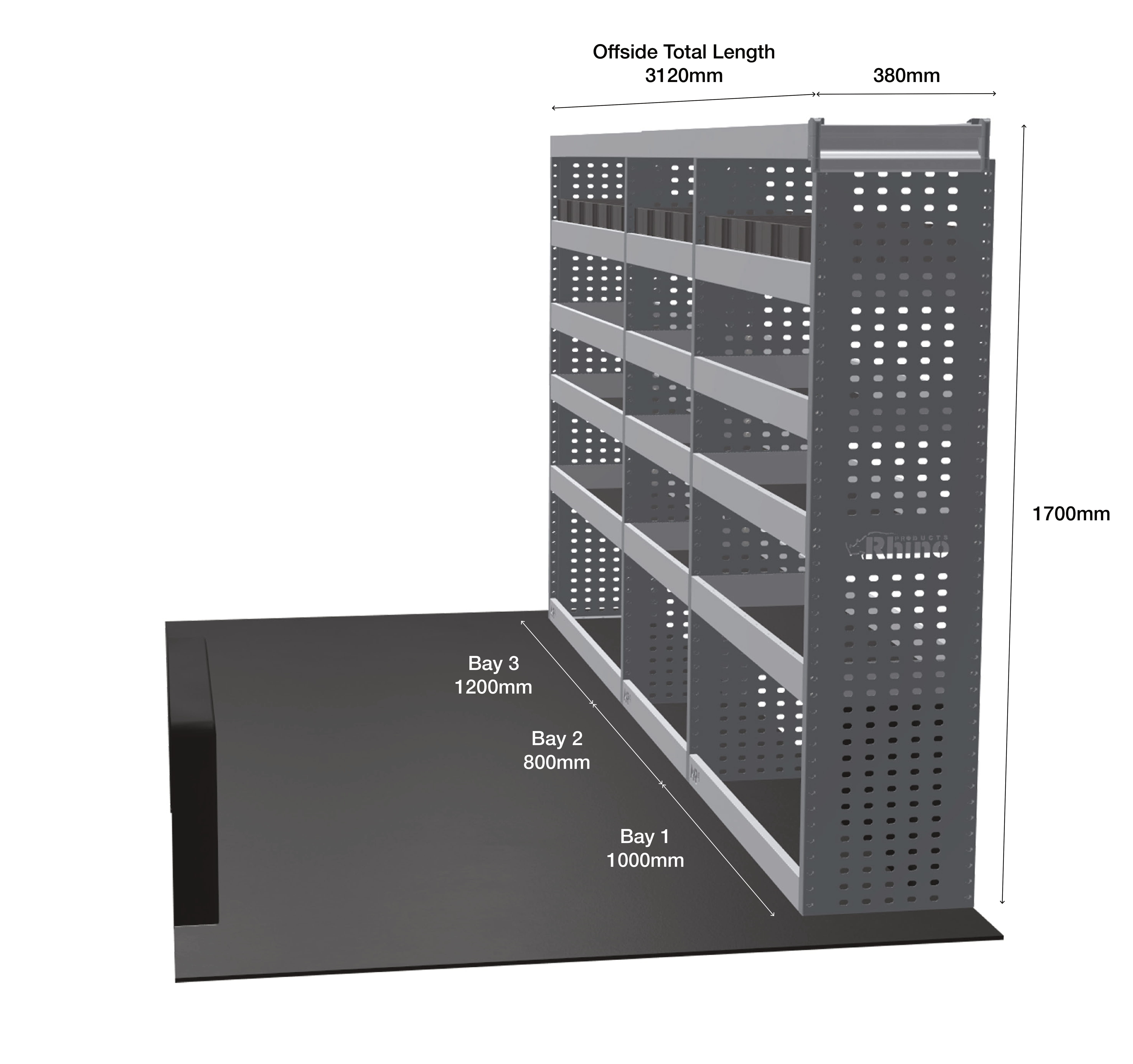 MR4 Express Range For Peugeot Boxer L3H3- Three Bays - Top Tray configuration with matting photo 1