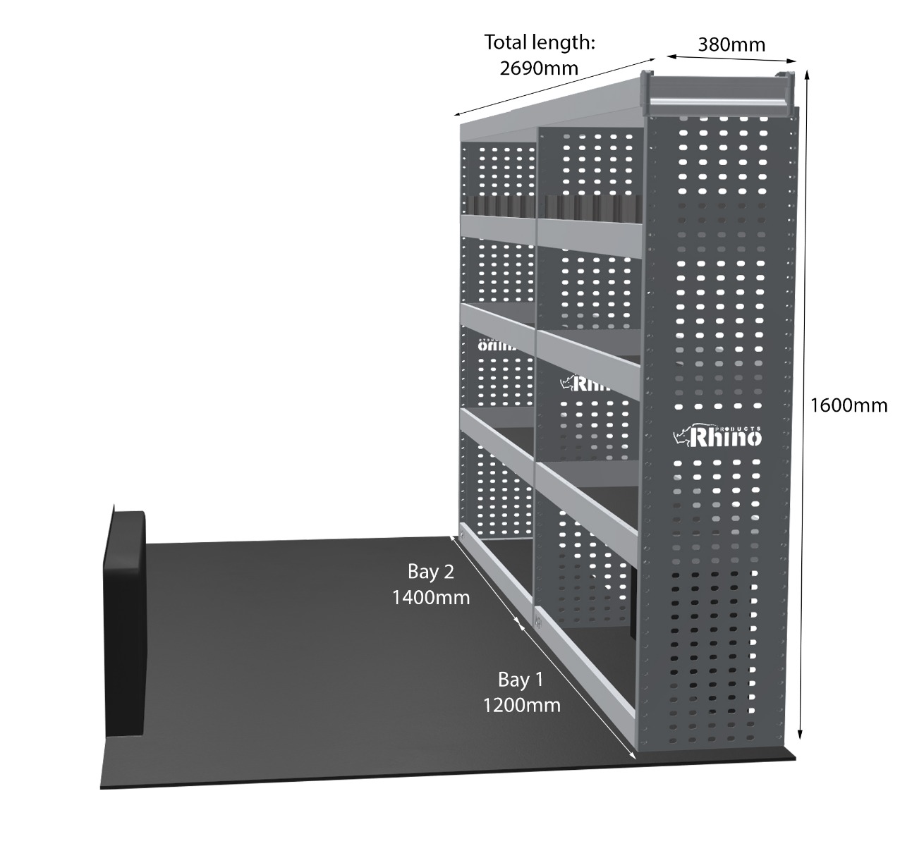 MR4 Express Range For Vauxhall Movano L2H1- Two Bays - Top Tray configuration with matting photo 1