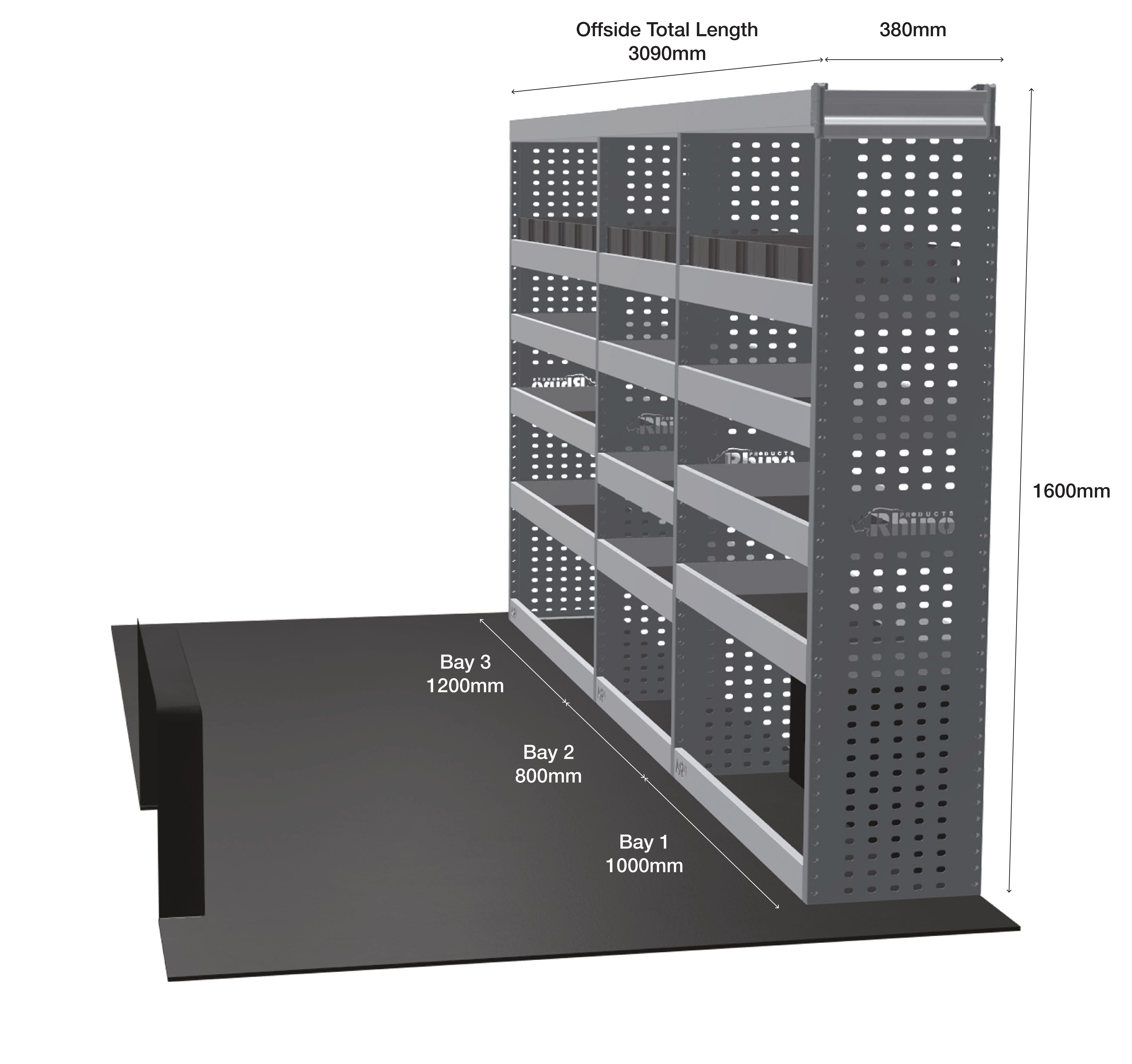 MR4 Express Range For Peugeot Boxer L3H2- Three Bays - Top Tray configuration with matting photo 1