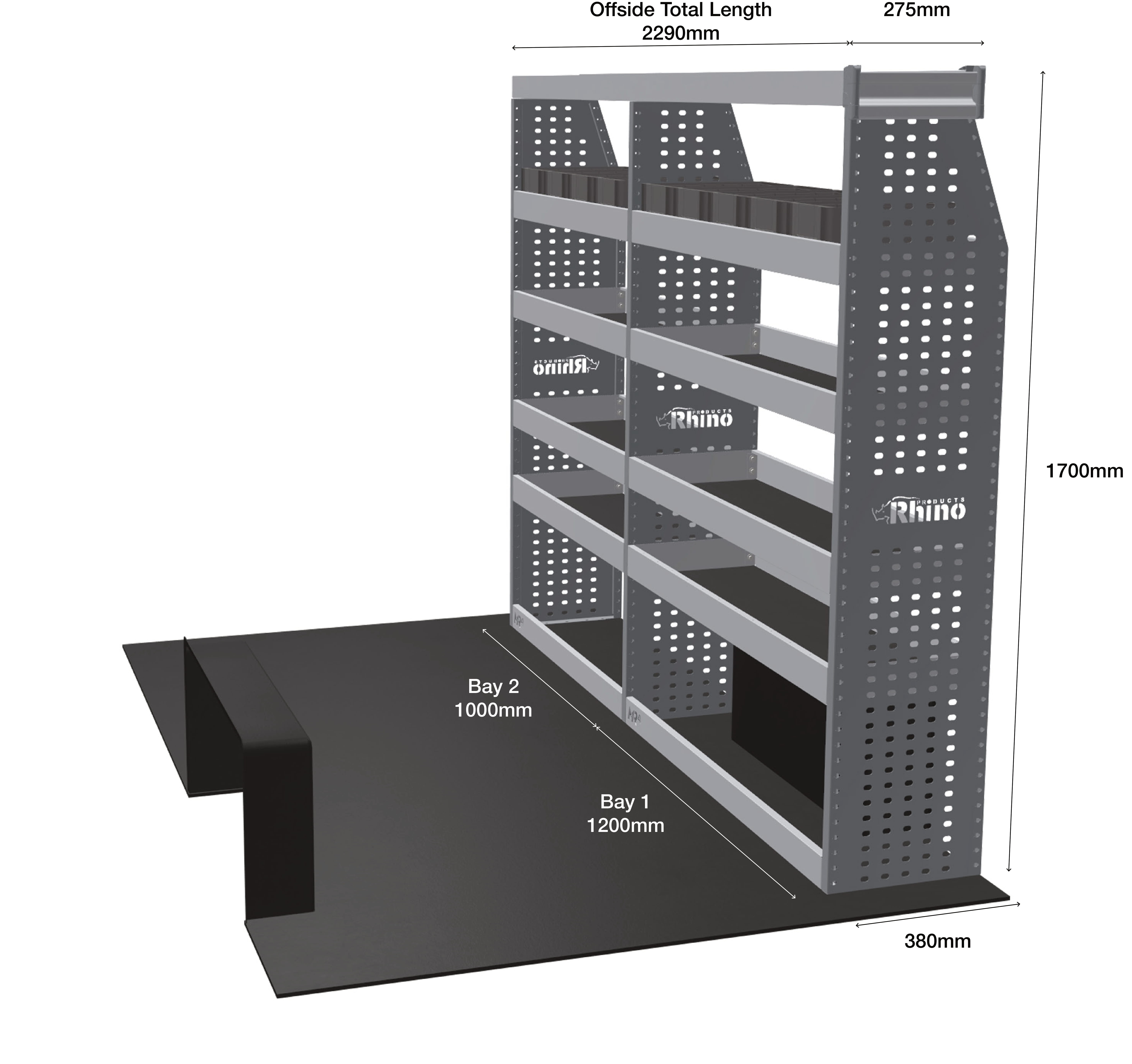 MR4 Express Range For Mercedes Sprinter L1H2- Two Bays - Top Tray configuration with matting photo 1