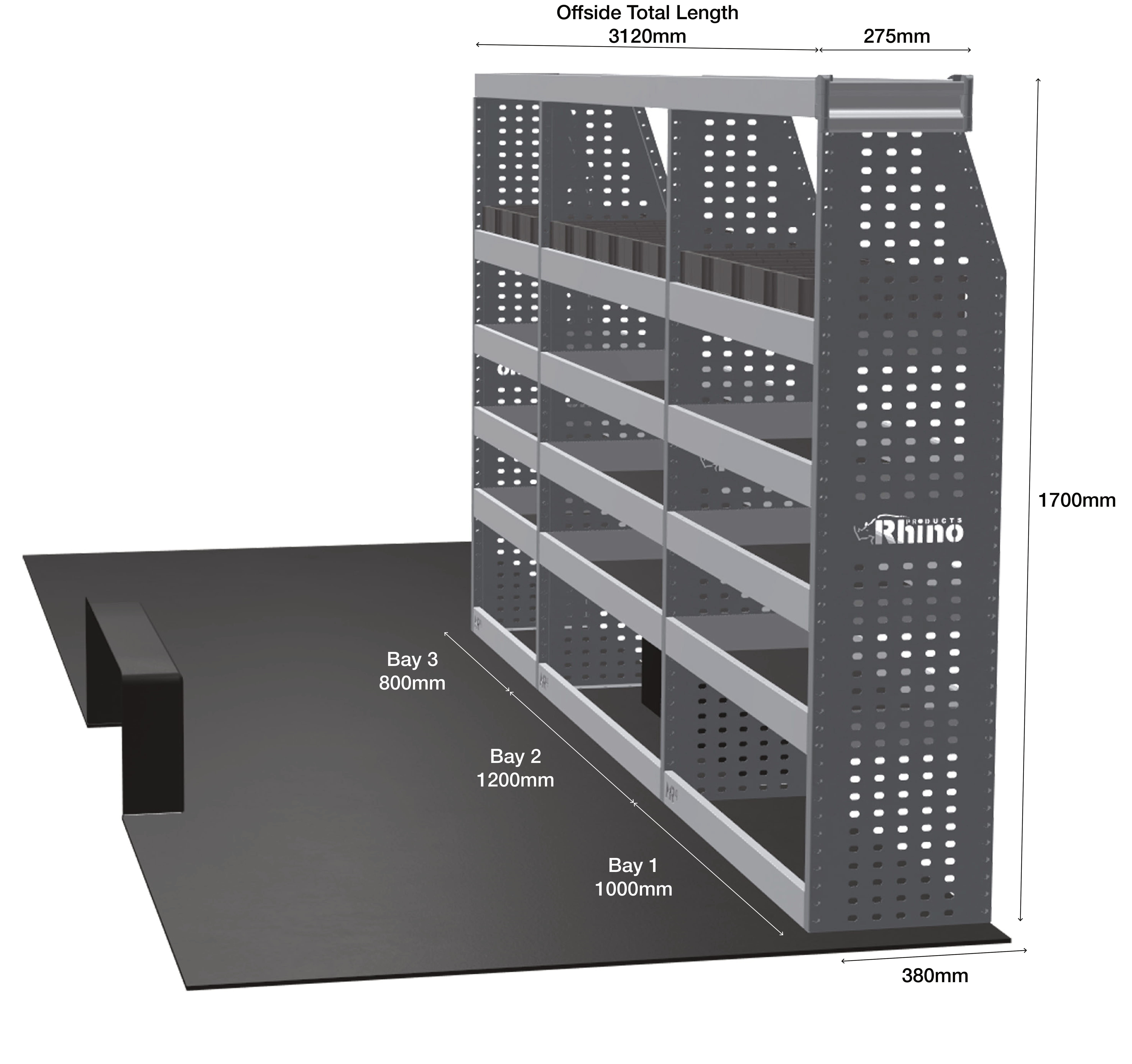 MR4 Express Range For Volkswagen Crafter L4H2- Three Bays - Top Tray configuration with matting photo 1
