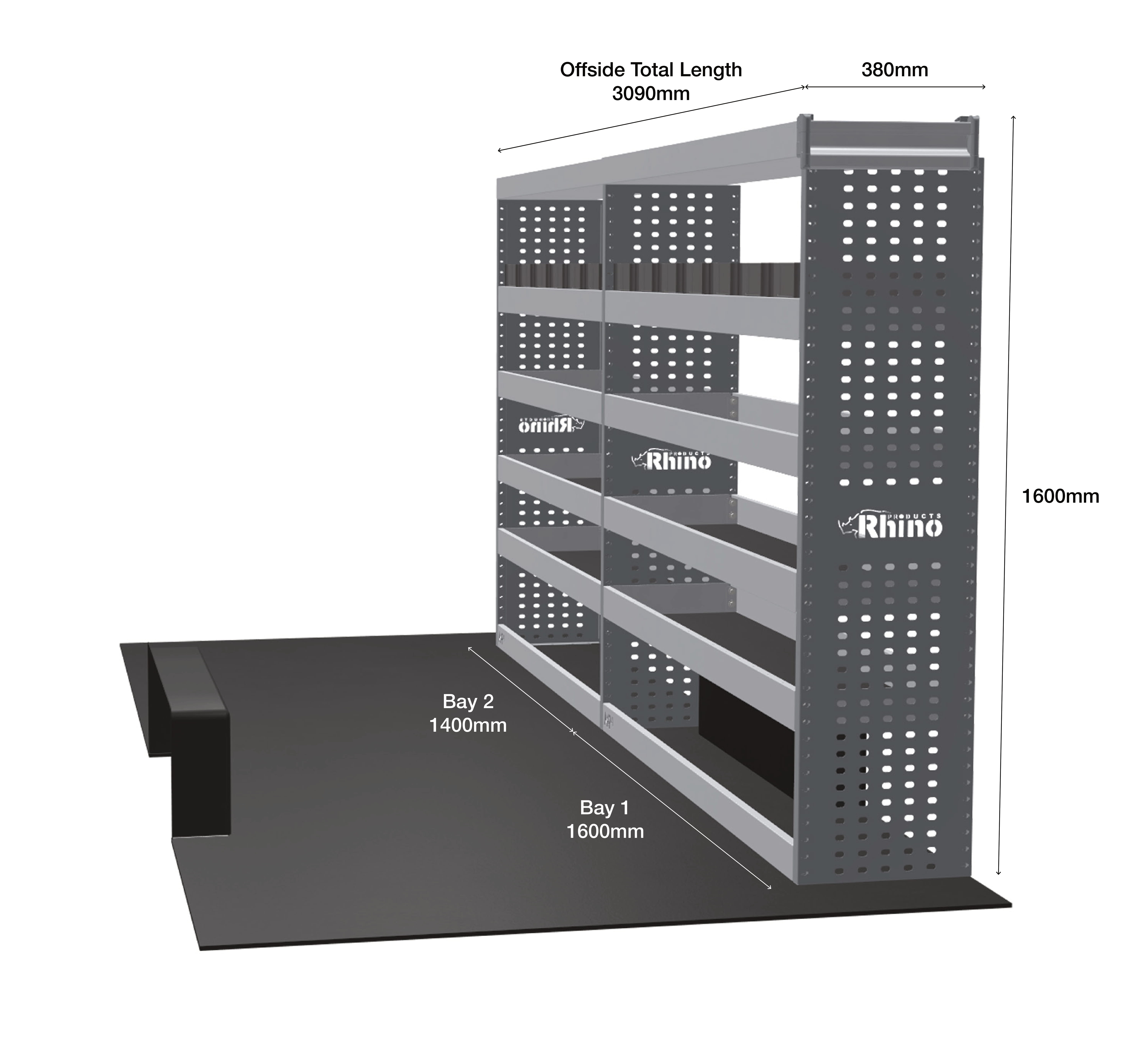 MR4 Express Range For Nissan NV400 (Primastar) L3H3 RWD- Two Bays - Top Tray configuration with matting photo 1